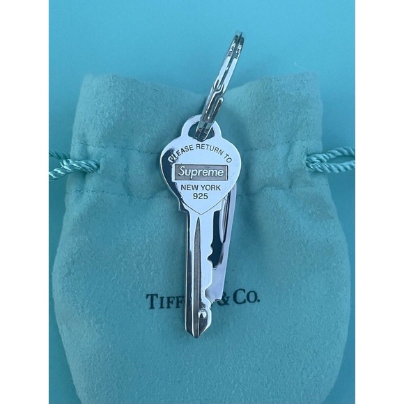 Tiffany & Co X Supreme Return T&co Heart Knife Key Ring Keychain Sterling Silver - Picture 3 of 15